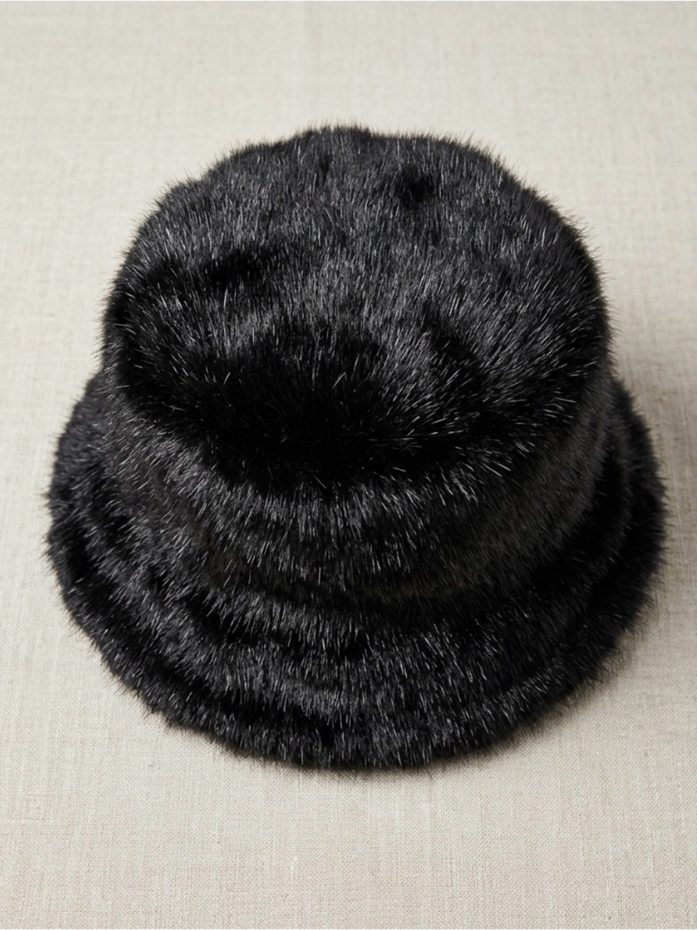 Black Fur Bucket Hat